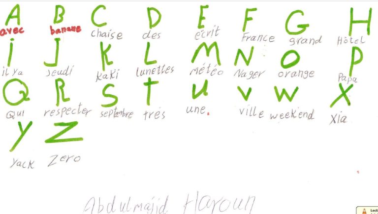 Alphabet de Abdulmajid, en français